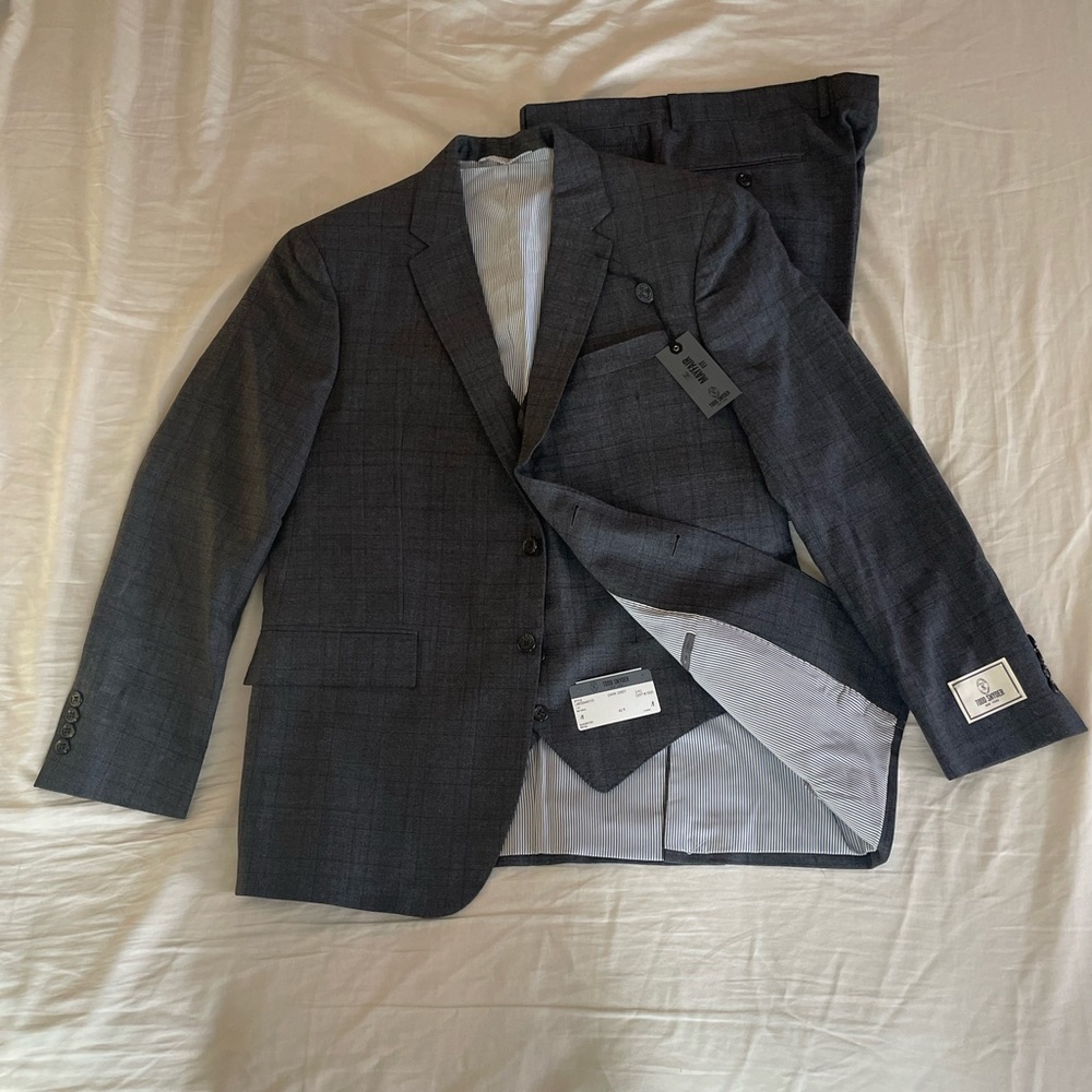 NWT Todd Snyder The Mayfair Fit charcoal plaid 3 piece suit mens size 42R